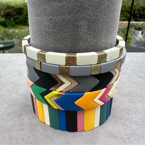 Chic Set of 5 Enamel Rainbow Beaded Tile Bracelets 🌈✨